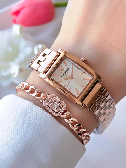 Tom Jones Çelik Kordon Kararma Renk Atma Yapmaz 3 Atm Suya Dayanıklı Kadın Kol Saati BTJ.1.2386.5 ürün görseli