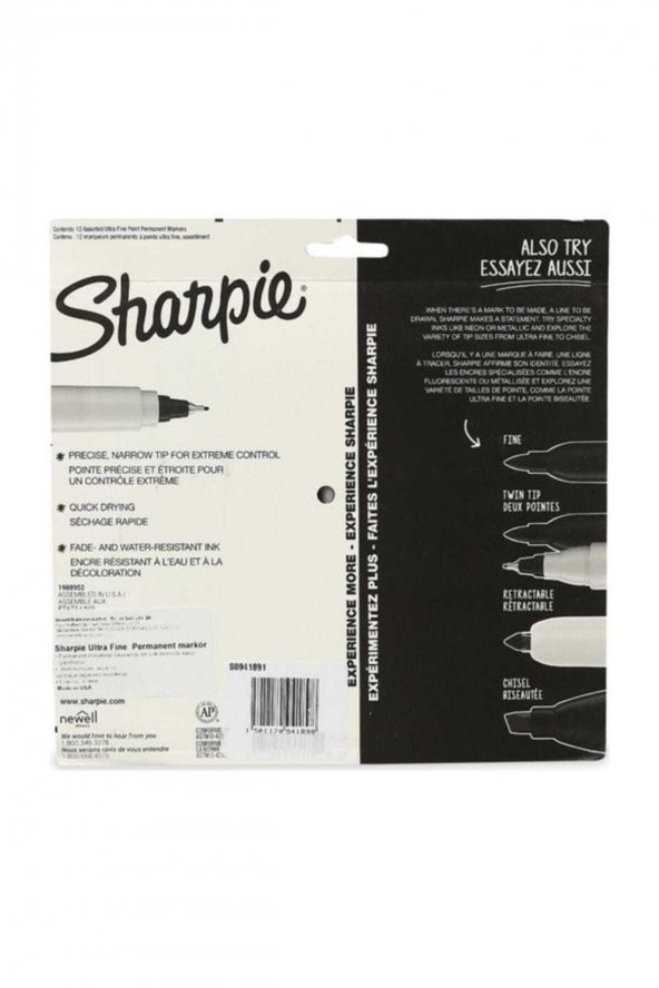 Sharpie Markör Permanent Ultra Fine Karışık Renk 12 Lİ SH-2065408 - 3