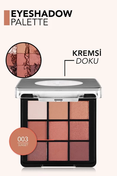 Mat & Işıltılı Kremsi Far Paleti - Eye Shadow Palette - 003 Sunset- 8682536048453 - 6