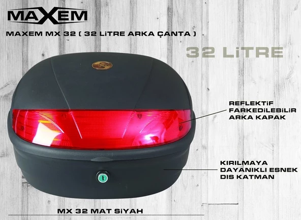 Maxem Mx-32 Motosiklet Arka Çanta Topcase Siyah - 8
