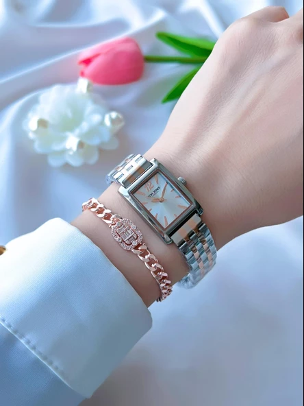 Tom Jones Çelik Kordon Kararma Renk Atma Yapmaz 3 Atm Suya Dayanıklı Kadın Kol Saati BTJ.1.2386.01 - Resim 2