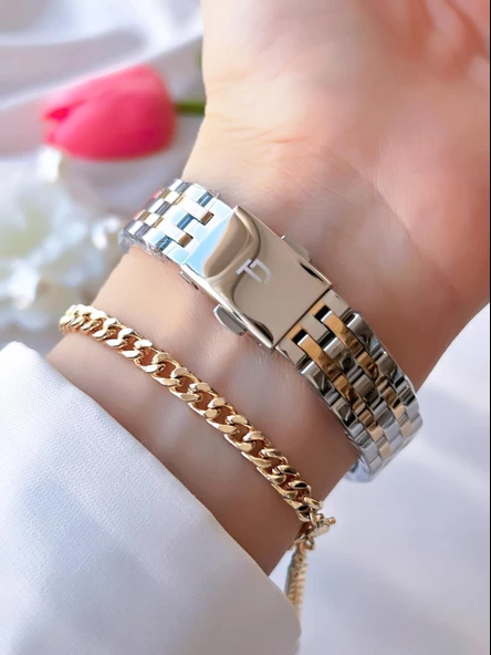 Tom Jones Çelik Kordon Kararma Renk Atma Yapmaz 3 Atm Suya Dayanıklı Kadın Kol Saati BTJ.1.2386.3 - Resim 3