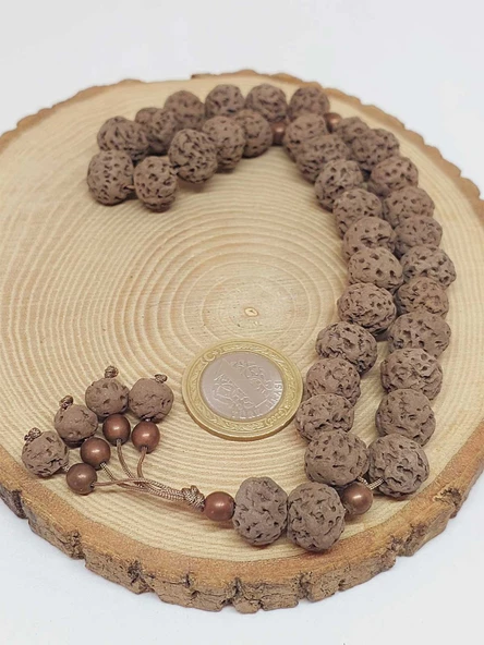 Anadolu Toprağı Serisi 33'Lük Kahverengi Renk Seramik Boncuk Tesbih 10-12mm (54166) - Resim 6