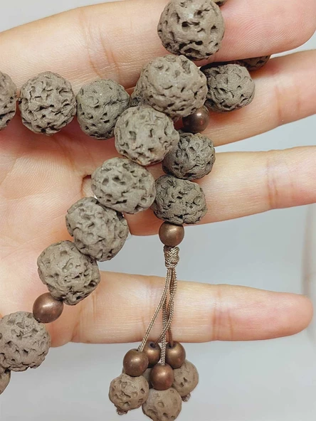 Anadolu Toprağı Serisi 33'Lük Kahverengi Renk Seramik Boncuk Tesbih 10-12mm (54166) - Resim 5