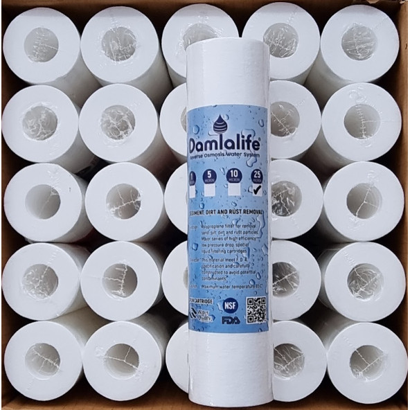 Damlalife 10"Inç 25 Micron Sediment Spun Elyaf Filtre 50 Adet ürün görseli 1