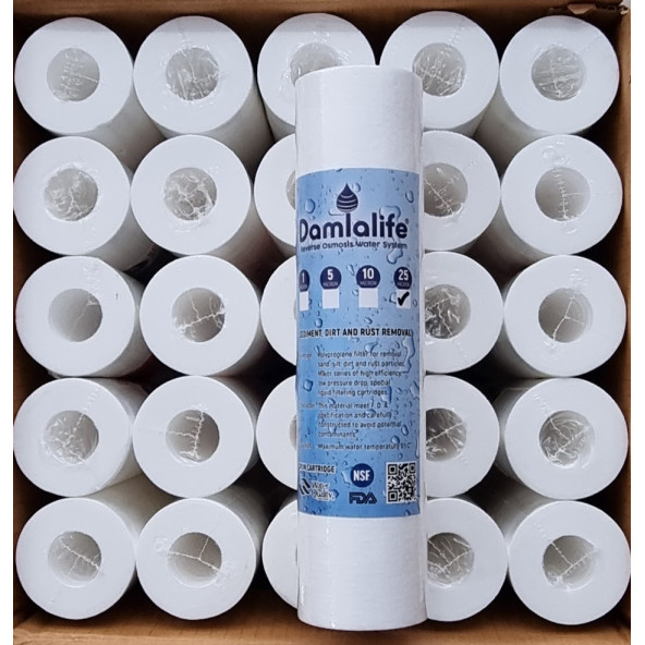 Damlalife 10"Inç 25 Micron Sediment Spun Elyaf Filtre 50 Adet - Resim 2