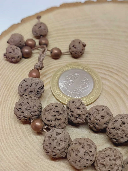 Anadolu Toprağı Serisi 33'Lük Kahverengi Renk Seramik Boncuk Tesbih 10-12mm (54166) - Resim 3