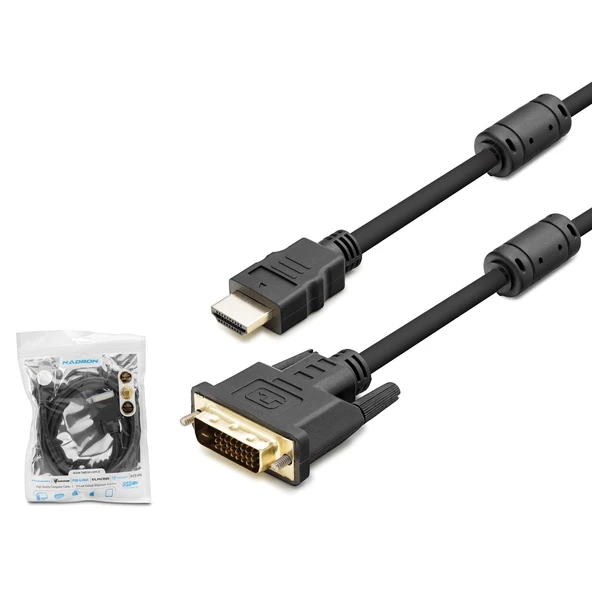 Hadron HDX7752 1.8mt DVI (M) 24+1 - HDMI (M) Dönüştürücü Kablo - Siyah