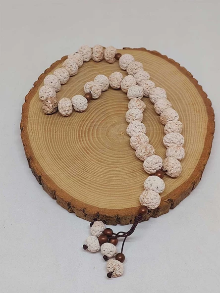 Anadolu Toprağı Serisi 33'Lük Krem Renk Seramik Boncuk Tesbih 10-12mm (54172) - Resim 4