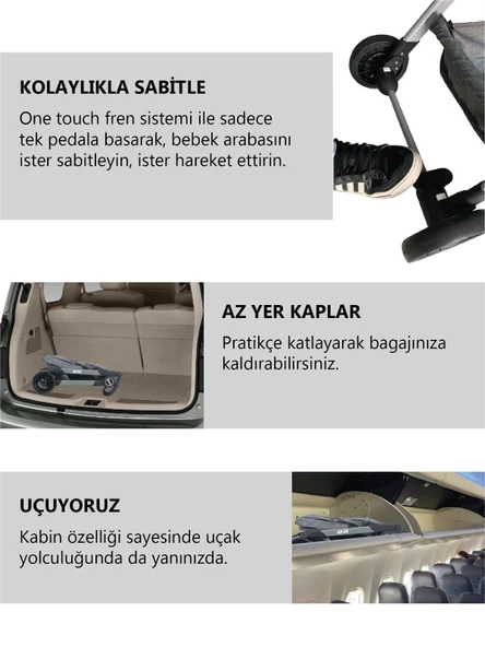 Convers Neva Yeni Nesil Cabin Çiftyön Bebek Arabası Bej - 7