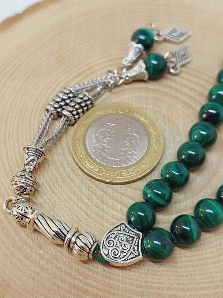 Malakit Taşı Tesbih 33Lük 8mm (8900) - Resim 3