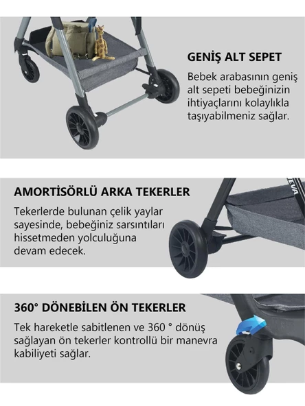 Convers Neva Yeni Nesil Cabin Çiftyön Bebek Arabası Bej - 6