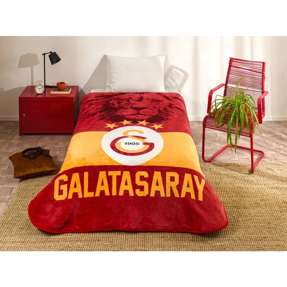 Taç Galatasaray Lisanlı Klasik Aslan Battaniye Tek Kişilik 160 x 220