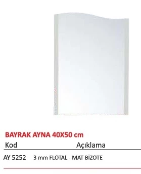 ALZ TEK AYNA 40 x 50 cm BAYRAK ( AY5252 )