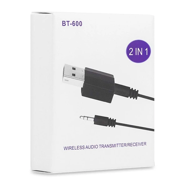 Hadron BT600 3.5mm AUX Bağlantılı USB Güç Beslemeli Bluetooth v5.0 Verici Alıcı Adaptör - Siyah - 4