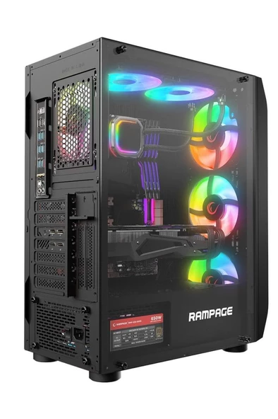 HOLLOW 650W 80+ 4*12cm ARGB Fan+Kontrolcü Temperli Camlı Mid-T Gaming Oyuncu Kasası - 3