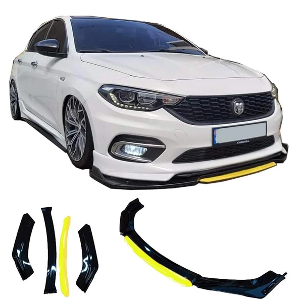 Fiat Egea Uyumlu Ön Lip Sarı Renkli 4 Parça - A+ Ürün - Dayanıklı Malzeme - 1