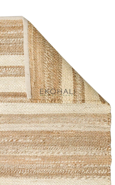 Echo Koleksiyonu Jüt ile üretilen el dokuma sisal kilim Natural ECH11 - 2