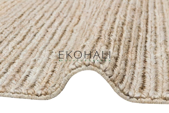 Fine Koleksiyonu Jüt ile üretilen el dokuma sisal kilim Dark Natural - 2