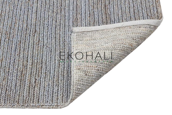 Fine Koleksiyonu Jüt ile üretilen el dokuma sisal kilim Slate Natural - 4