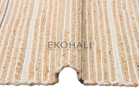 Juno Koleksiyonu Jüt ile üretilen el dokuma sisal kilim ECH 05 Natural Grey - 2