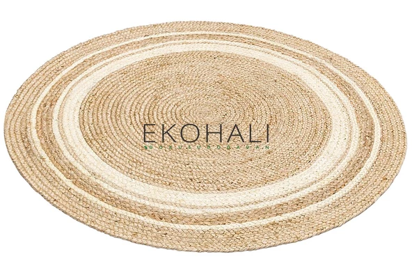 Juno Koleksiyonu Jüt ile üretilen el dokuma sisal kilim ECH 01 Natural White - 4