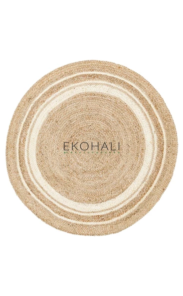 Juno Koleksiyonu Jüt ile üretilen el dokuma sisal kilim ECH 01 Natural White - 2