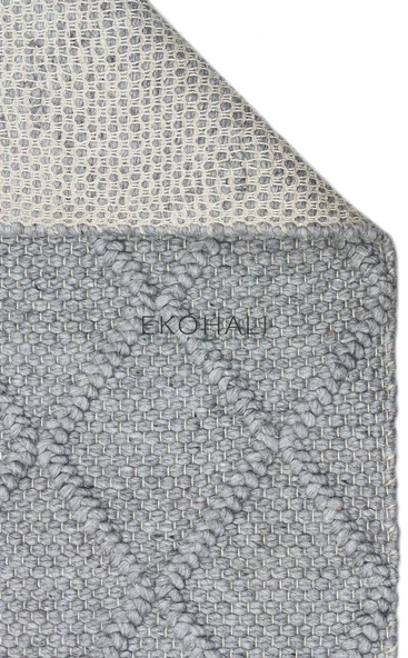 Jade Koleksiyonu Yün ile üretilen örme el halısı Diamond Grey - 2