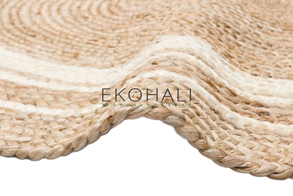 Juno Koleksiyonu Jüt ile üretilen el dokuma sisal kilim ECH 01 Natural White - 3