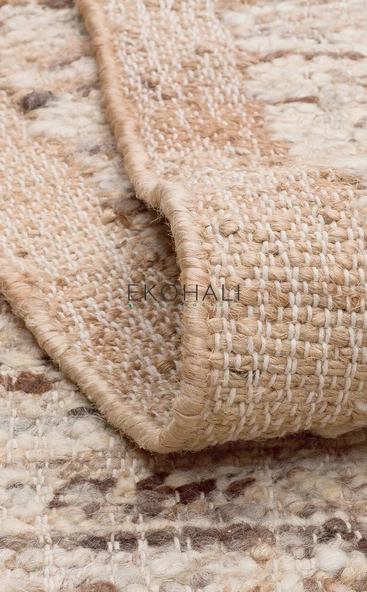 Lhasa Koleksiyonu Yün ve Jüt ile Üretilen Örme El Dokuma Halı LHS 01 Multy Natural - 5