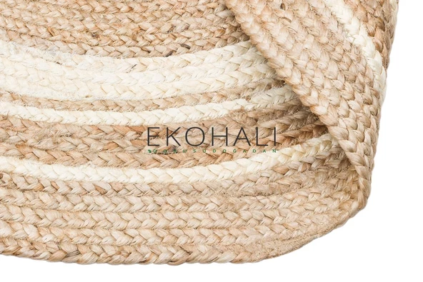 Juno Koleksiyonu Jüt ile üretilen el dokuma sisal kilim ECH 01 Natural White - 5