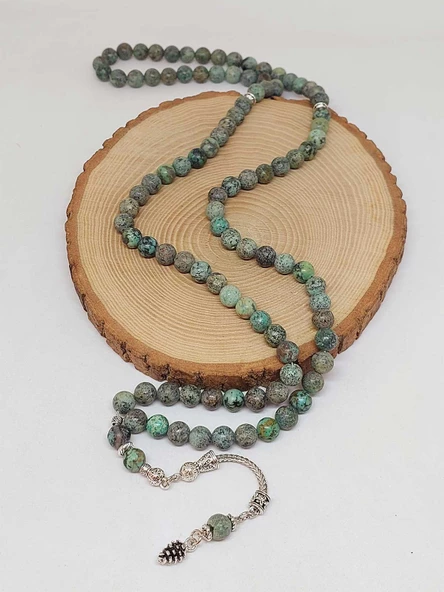 Afrika Turkuazı Taşı 99luk Tesbih 8mm (3871) - Resim 4