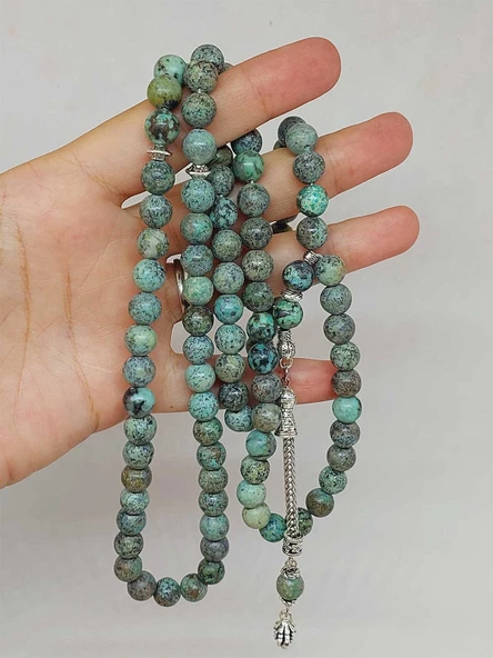 Afrika Turkuazı Taşı 99luk Tesbih 8mm (3871) - Resim 5