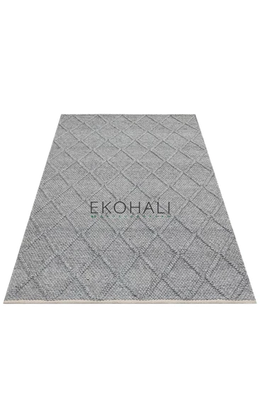 Jade Koleksiyonu Yün ile üretilen örme el halısı Diamond Grey - 4