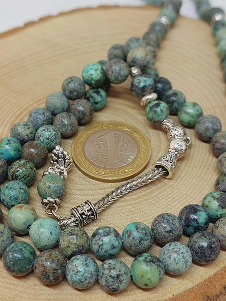 Afrika Turkuazı Taşı 99luk Tesbih 8mm (3871) - Resim 3
