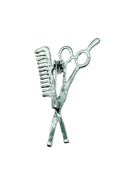 Gümüş Makas ve Tarak Broş - Resim 3