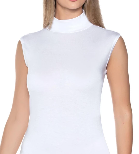 YILDIZ 2295 KADIN LİKRALI SIFIR KOL BALIKÇI YAKA ATLET TEKLİ - Resim 2