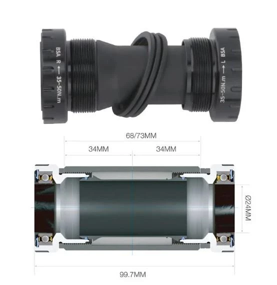Hollowtech II Orta Göbek Mtb 68/73mm Alüminyum Çelik Rulman Hollowtech Orta Göbek Kırmızı - 2