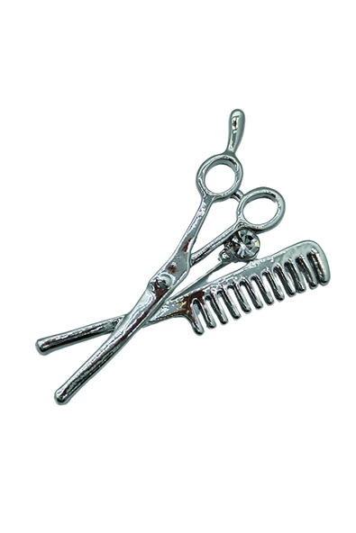 Gümüş Makas ve Tarak Broş - Resim 2