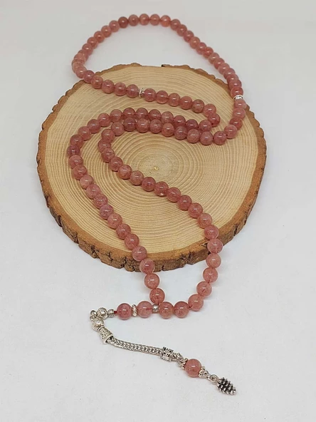 Çilek Kuvars Taşı 99luk Tesbih 8mm (9778) - Resim 4