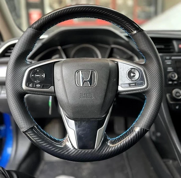Honda Civic Fc5 Araca Özel Direksiyon Kılıfı (5D KRİSTAL KARBON SOFT NOKTA) ürün görseli