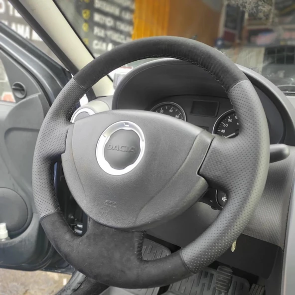 Renault Clio 2 Araca Özel Direksiyon Kılıfı (NOKTA ALCANTRA) - Resim 2