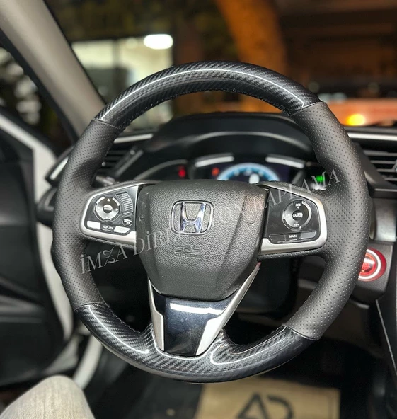 Honda Civic Fc5 Araca Özel Direksiyon Kılıfı (5D KRİSTAL KARBON SOFT NOKTA) - Resim 2