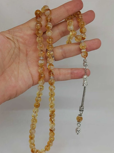 Sitrin Taşı Açık & Koyu Karışık Renk Taşı 99luk Tesbih 8mm (27570) - Resim 5