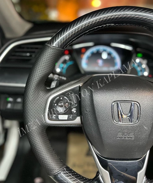 Honda Civic Fc5 Araca Özel Direksiyon Kılıfı (5D KRİSTAL KARBON SOFT NOKTA) - Resim 5