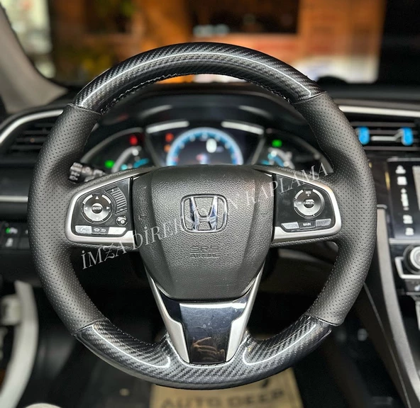 Honda Civic Fc5 Araca Özel Direksiyon Kılıfı (5D KRİSTAL KARBON SOFT NOKTA) ürün görseli