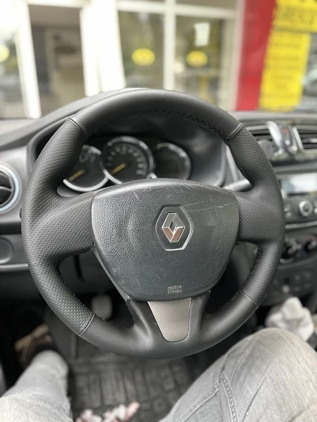 Renault Symbol 2015-2017 Araca Özel Direksiyon Kılıfı (SOFT NOKTA NAPPA) - Resim 3