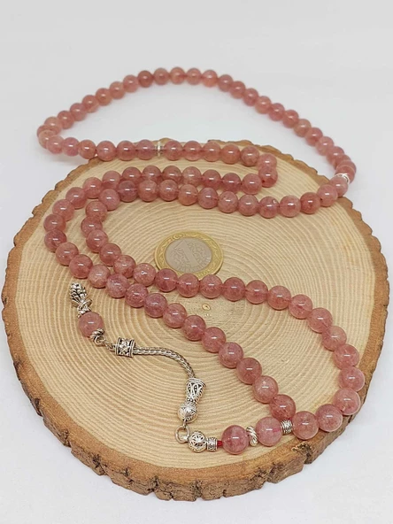 Çilek Kuvars Taşı 99luk Tesbih 8mm (9778) - Resim 6