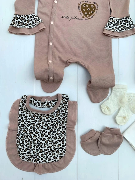 Leopar Desenli 8 Parça Bebek Hastane Çıkış Takım Seti - 4