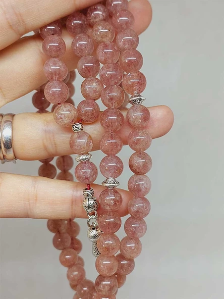 Çilek Kuvars Taşı 99luk Tesbih 8mm (9778) - Resim 2